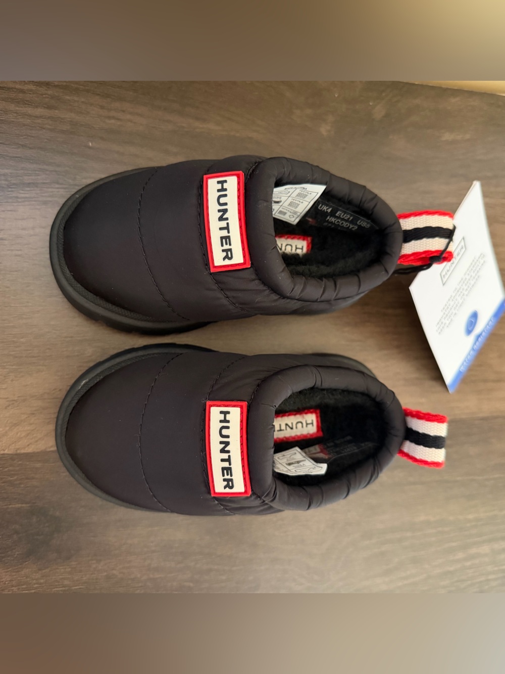 Hunter Kids Insulated Slip-On Booties Black Little Kid Size 5 EU 21 NWT